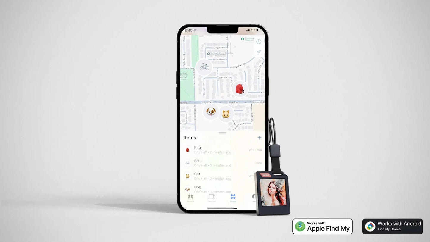 جهاز تتبع ذكي للأغراض مع شاشة عرض الصور والبيانات